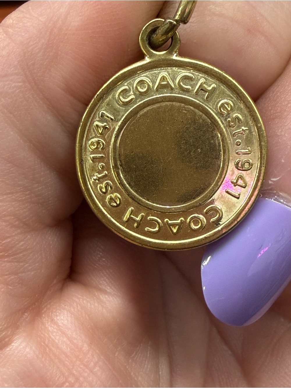 Coach Gold Round Logo Charm Pendant